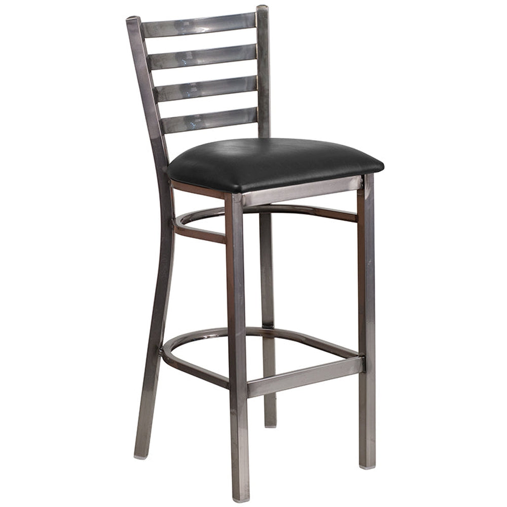 HERCULES Series Clear Coated Ladder Back Metal Restaurant Barstool