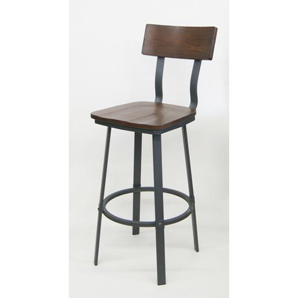 Walnut Wood and Metal Bar Stool Bar Stools Restaurant