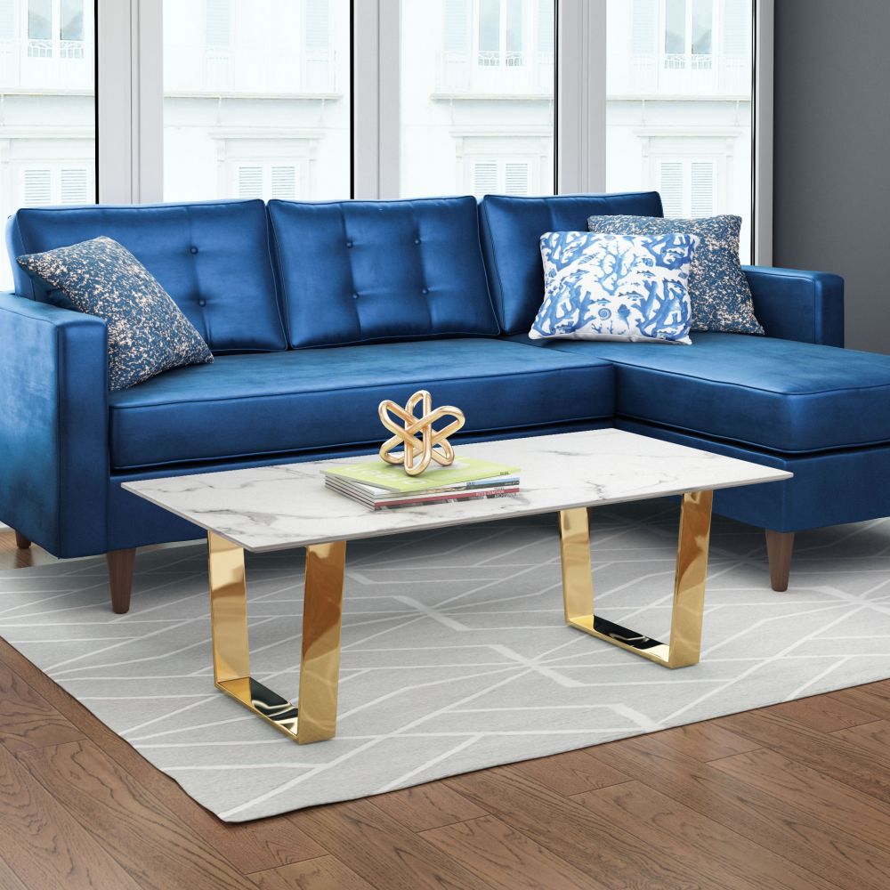 Atlas Coffee Table White & Gold