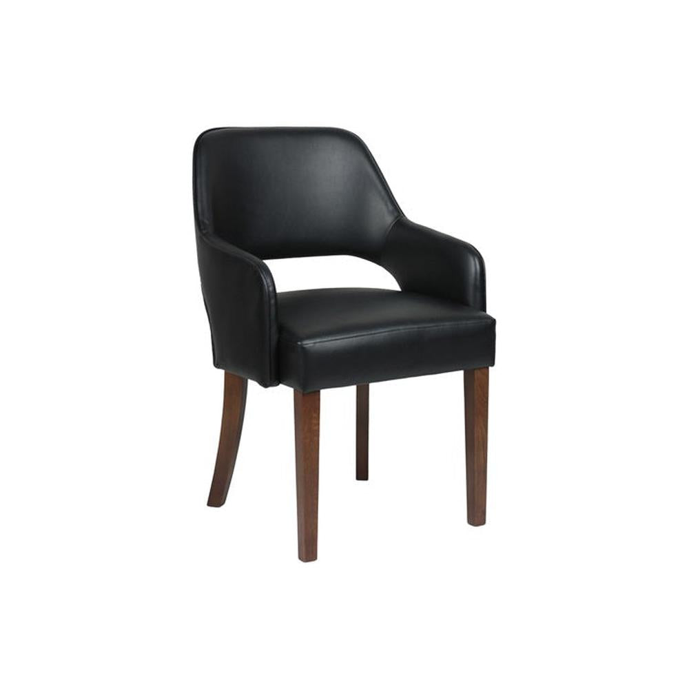 Indoor Curved Back Upholstered Oak Wood Arm Chair