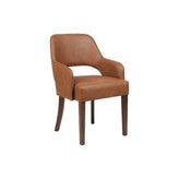 Indoor Curved Back Upholstered Oak Wood Arm Chair