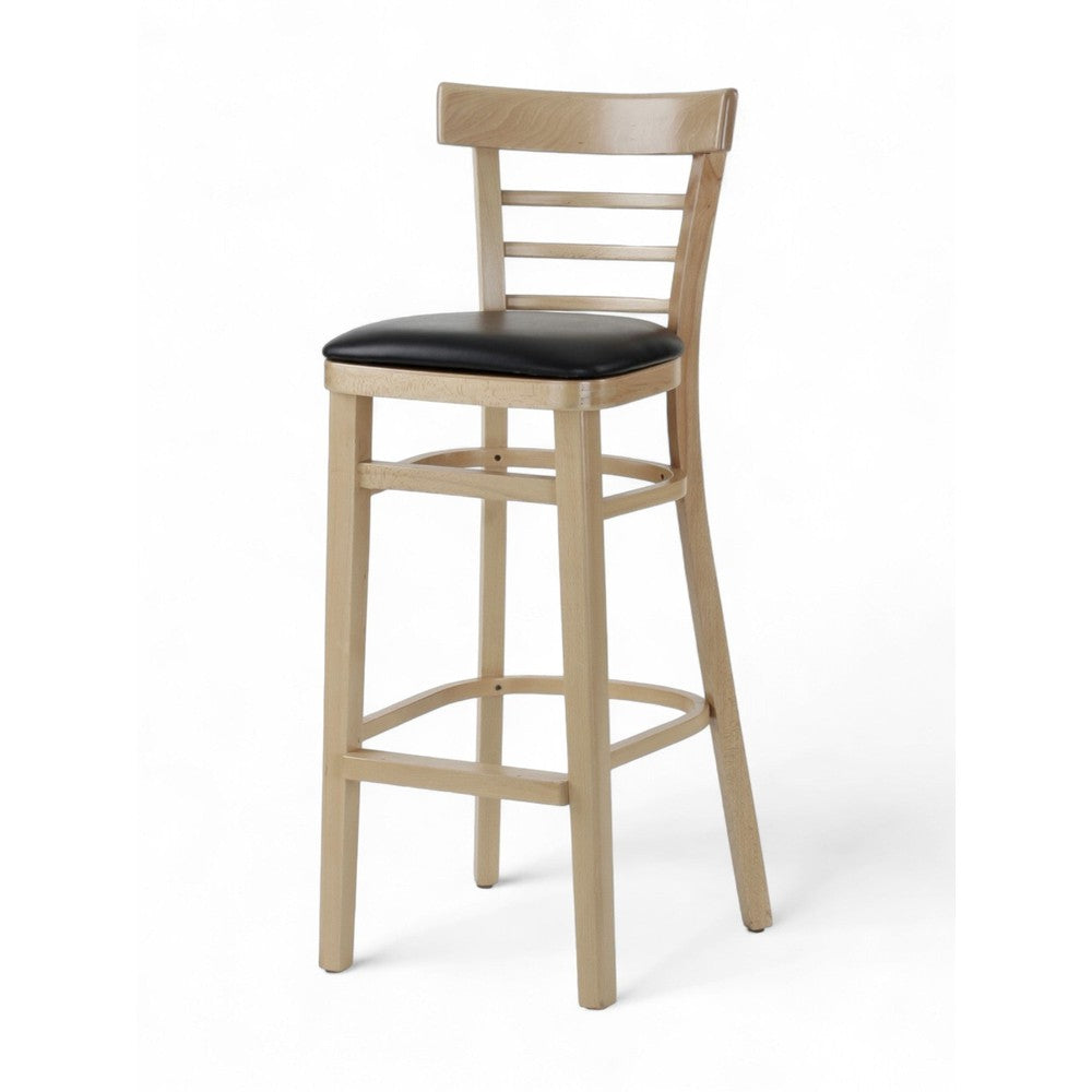 Traditional Solid Ladder Back European Beechwood Custom Finish Bar Stool