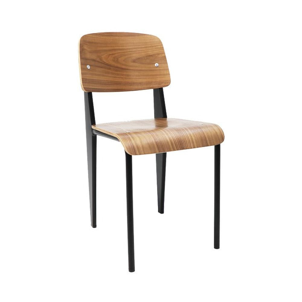 Modern Industrial Wood and Metal Dining Chair with Walnut Finish