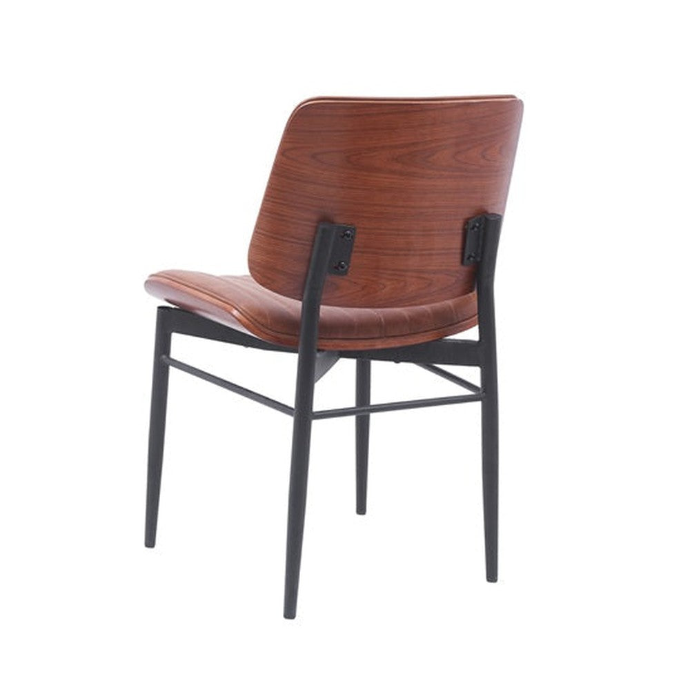 Indoor Mid-Century Modern Metal Upholstered Chair with Vinyl Seat and Back