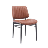 Indoor Mid-Century Modern Metal Upholstered Chair with Vinyl Seat and Back