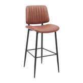 Indoor Mid-Century Modern Metal Upholstered Bar Stool with Vinyl Seat and Back