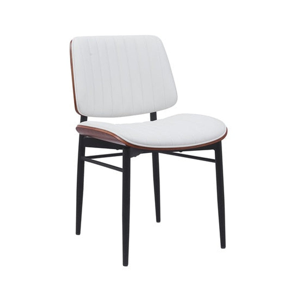 Indoor Mid-Century Modern Metal Upholstered Chair with Vinyl Seat and Back