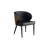 Contemporary Indoor Black Steel Chair with Black Vinyl Upholstery