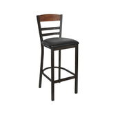 Barrick Upholstered Wood Back Metal Bar Stool