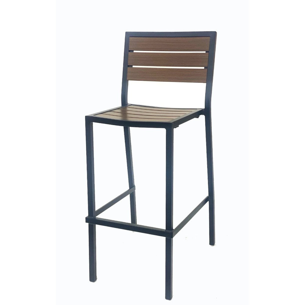 Outdoor All Aluminum Synthetic Teak Bar Stool