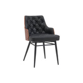 Indoor Mid-Century Classic Metal Upholstered Chair with Faux Leather Upholstery and Tufted Back