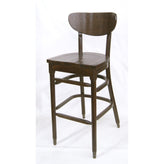 Commercial Kidney Back Spindle Walnut Upholstered Bar Stool