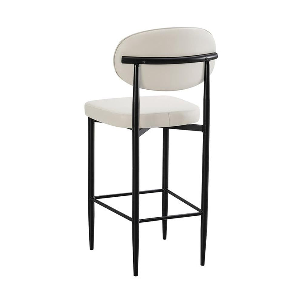 Contemporary Indoor Modern Metal Upholstered Oval Back Bar Stools