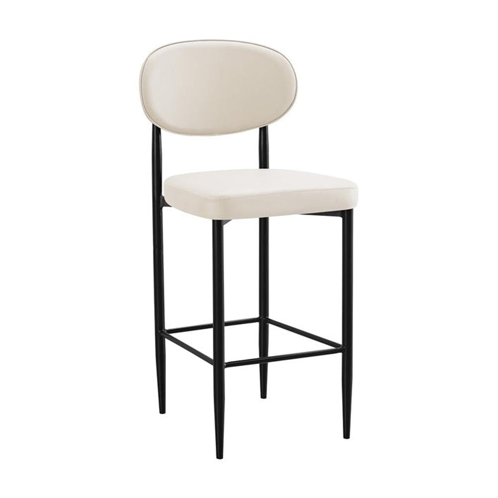 Contemporary Indoor Modern Metal Upholstered Oval Back Bar Stools