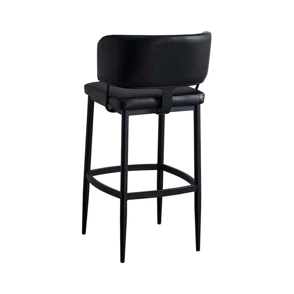 Indoor Curved Back Upholstered Metal Bar Stool Black