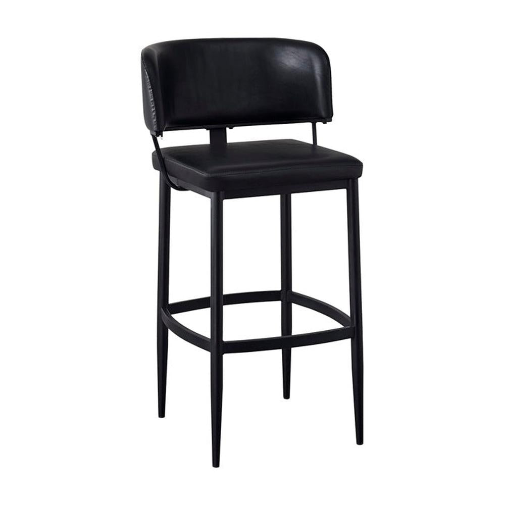 Indoor Curved Back Upholstered Metal Bar Stool Black