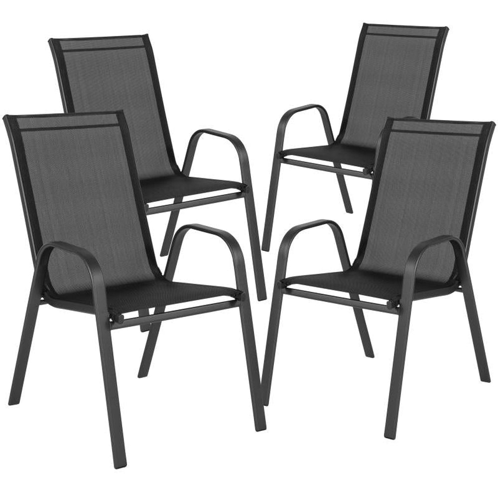 Brazos Series Outdoor Stack Chairs with Flex Comfort Material - Pack of 4