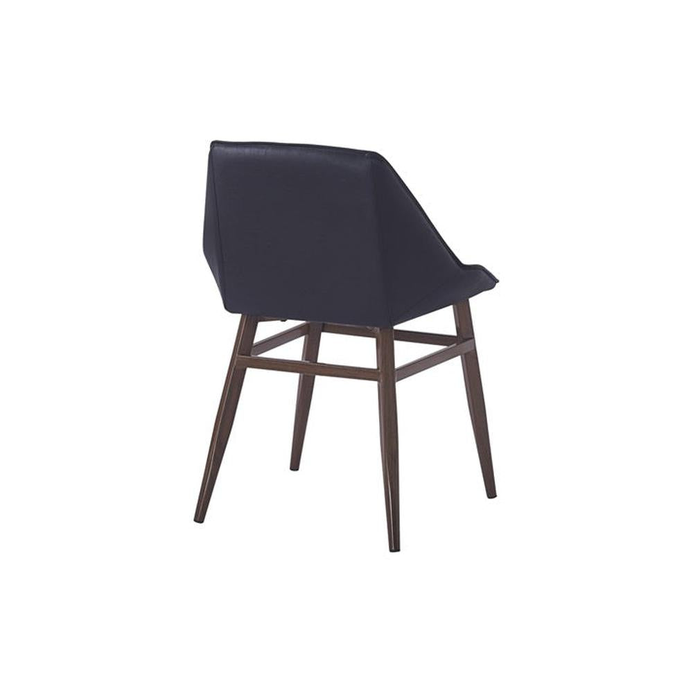 Indoor Modern Vinyl Upholstered Metal Dining Chair in Dark Walnut Finish