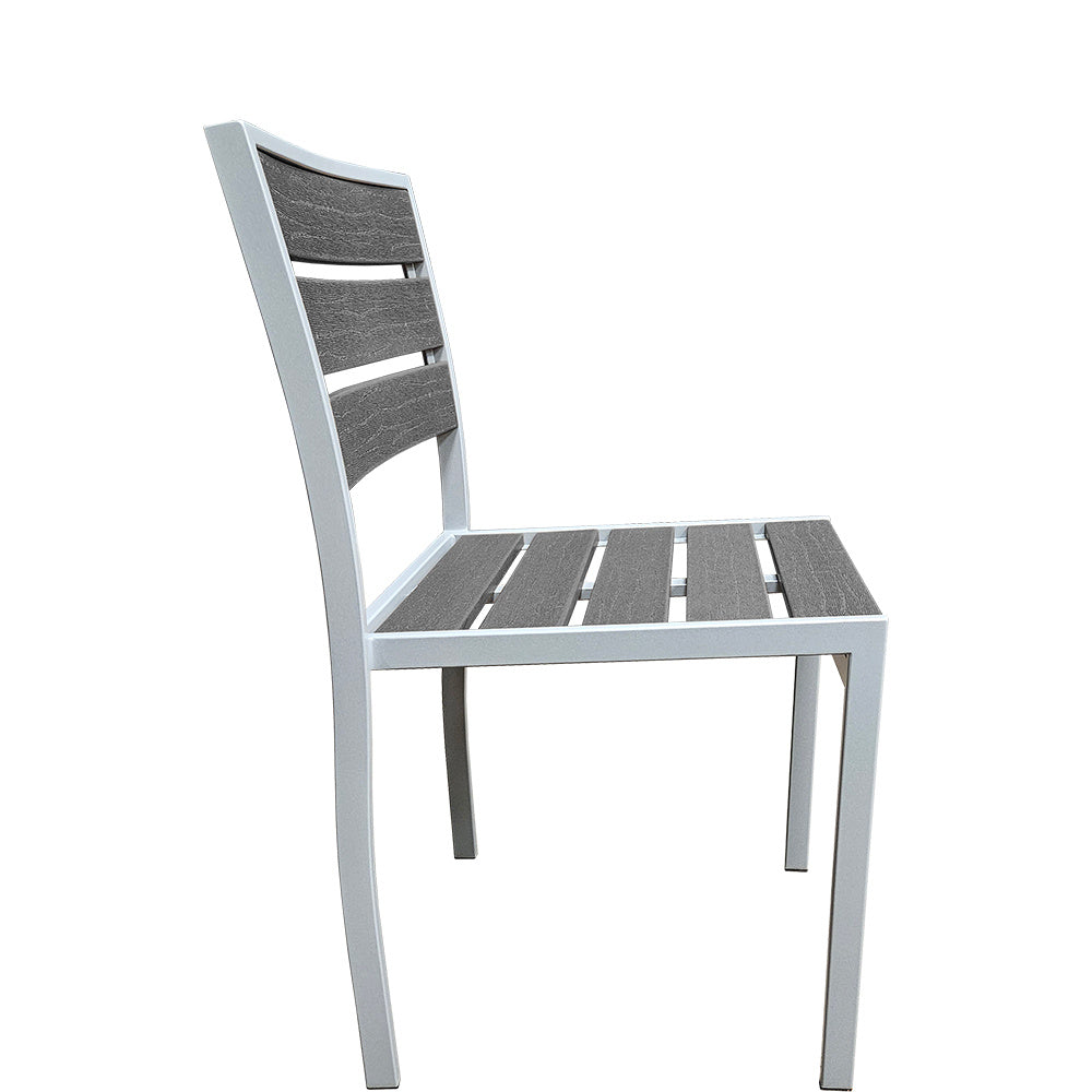 Outdoor Synthetic Teak Chair with Gray Slats