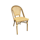 Aluminum Outdoor Side Chair with Cream Yellow Poly Woven Seat and Back