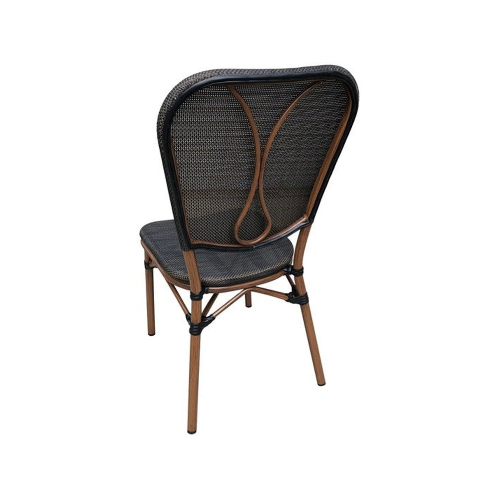 Aluminum Outdoor Side Chair with Black Poly Woven Seat and Back