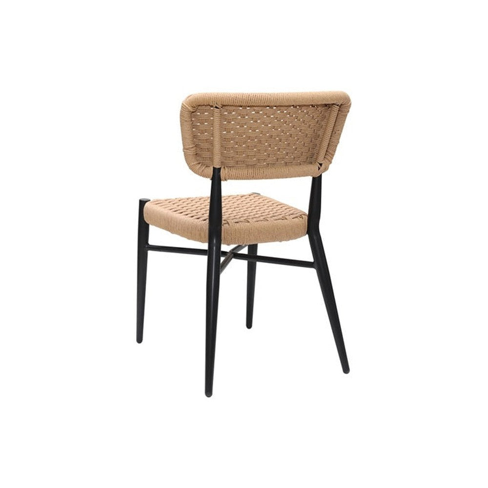 Modern Beige Outdoor Aluminum Chair with Terylene Weave and Black Frame