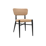 Modern Beige Outdoor Aluminum Chair with Terylene Weave and Black Frame