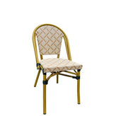 Outdoor Metal Bamboo Painted Aluminum Chair with Striped Woven Seat and Back