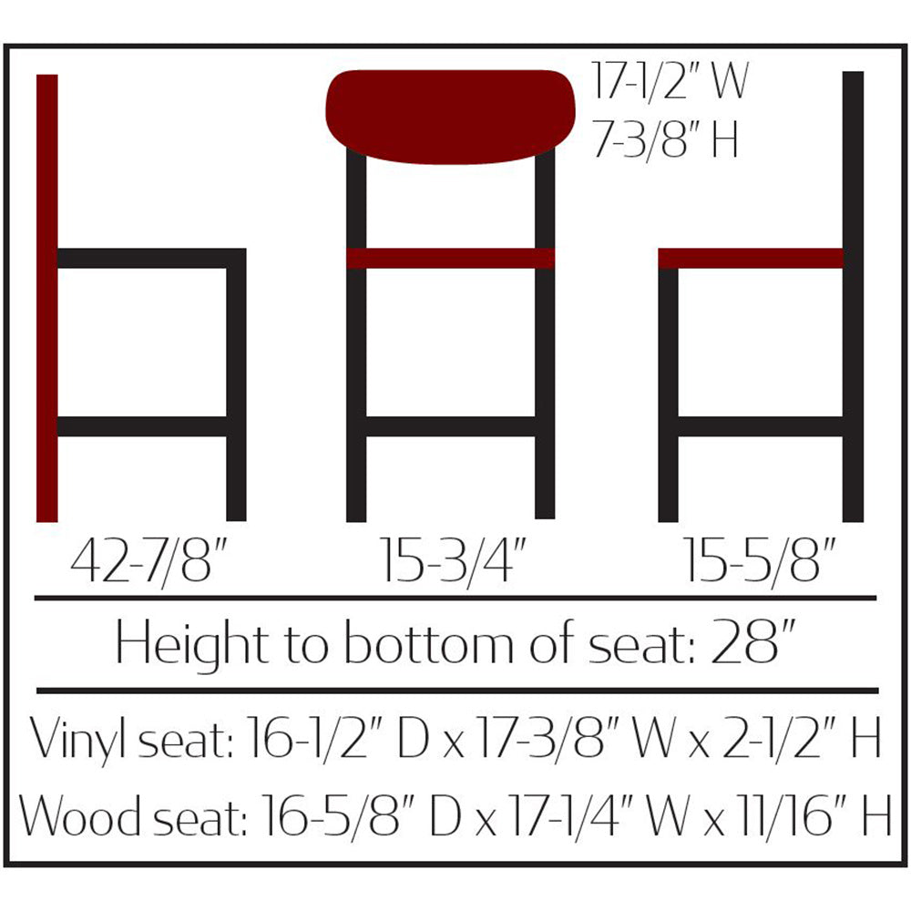 Kidney Wood Back Bar Stool with Black Metal Frame