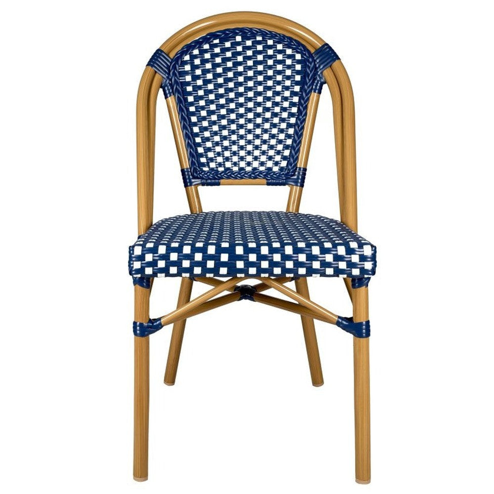 Bistro Patio Dining Chairs With Hand Woven Rattan and Brush Stroke Painted Aluminum Frames