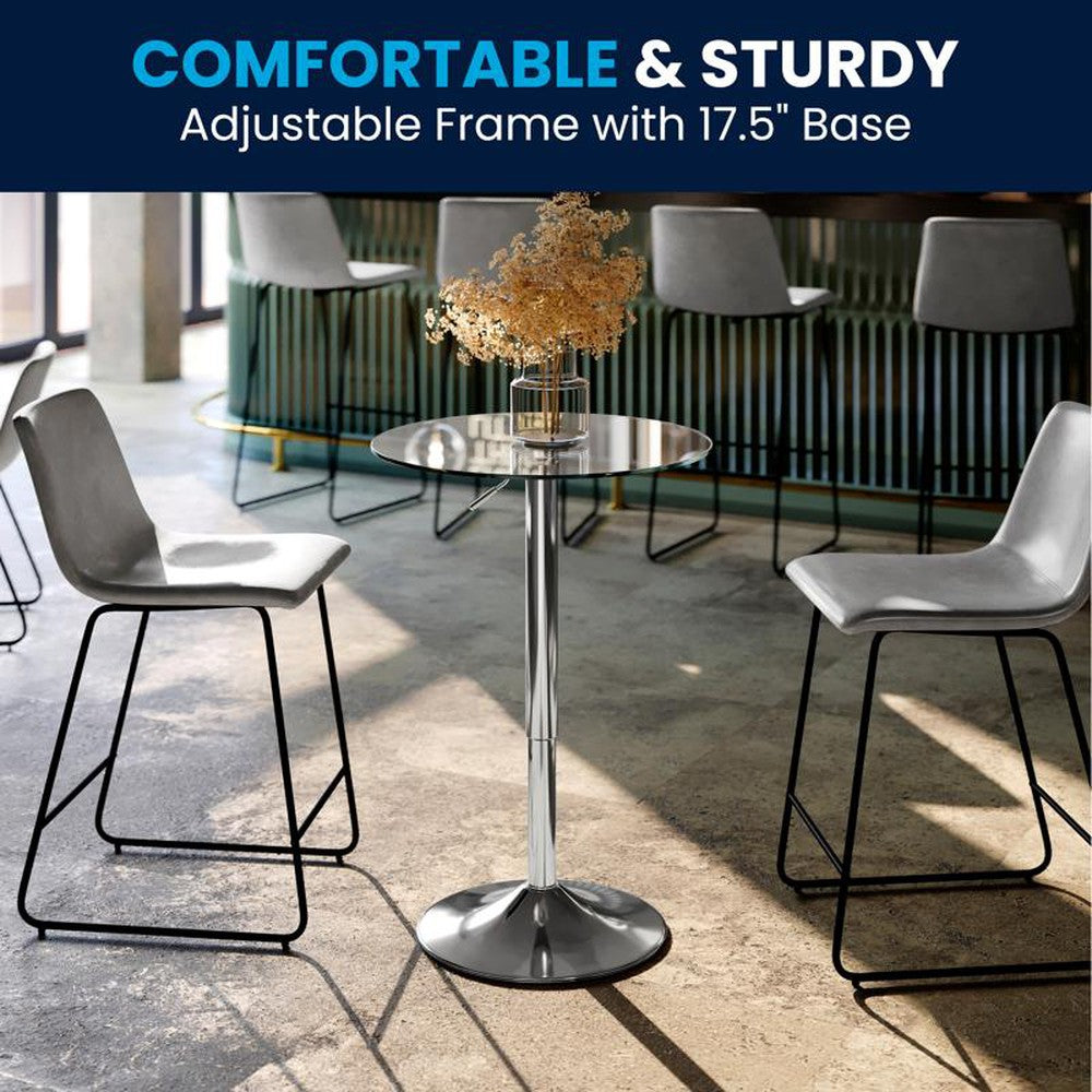 23.5'' Round Adjustable Height Glass Table (Adjustable Range 33.5'' - 41'')