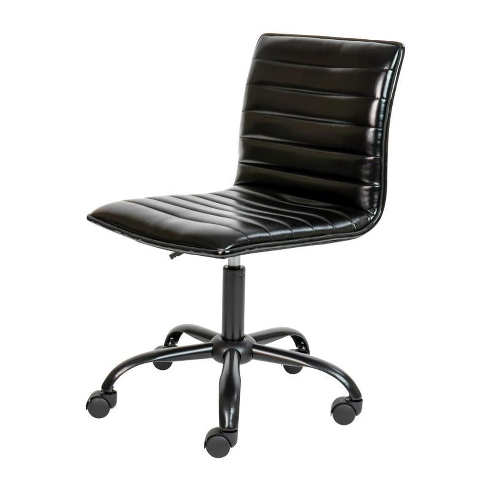 Alan Low Back Designer Armless Swivel Task Office Chair with Black Accents