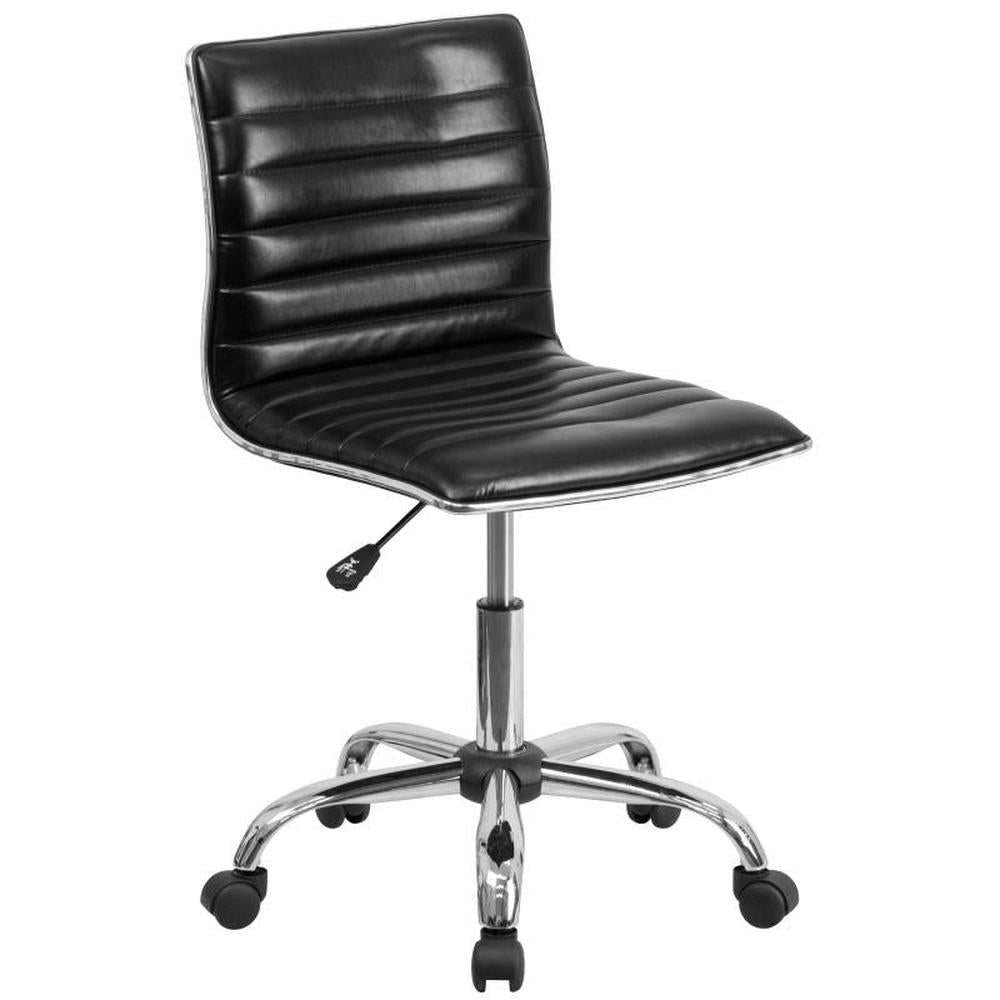 Alan Low Back Designer Armless Black Ribbed Swivel Task Office Chair