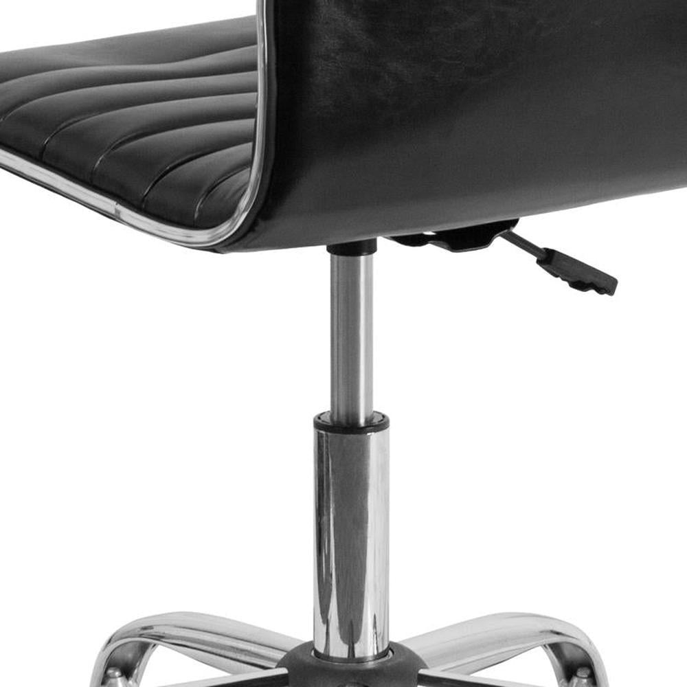 Alan Low Back Designer Armless Black Ribbed Swivel Task Office Chair