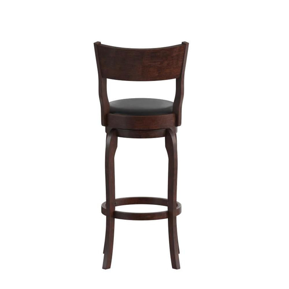 Nichola Classic Upholstered Open Back Swivel Bar Height Pub Bar Stool with Bowed Wooden Frame