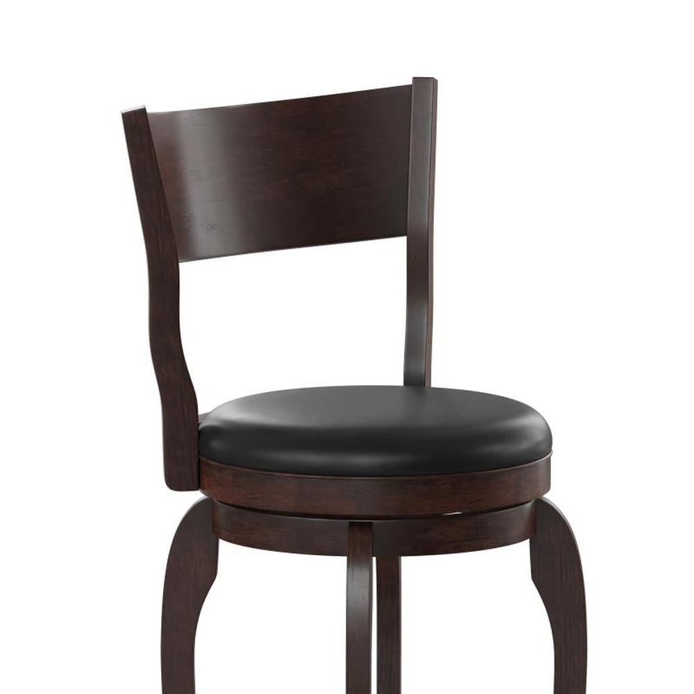 Nichola Classic Upholstered Open Back Swivel Bar Height Pub Bar Stool with Bowed Wooden Frame