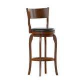 Nichola Classic Upholstered Open Back Swivel Bar Height Pub Bar Stool with Bowed Wooden Frame