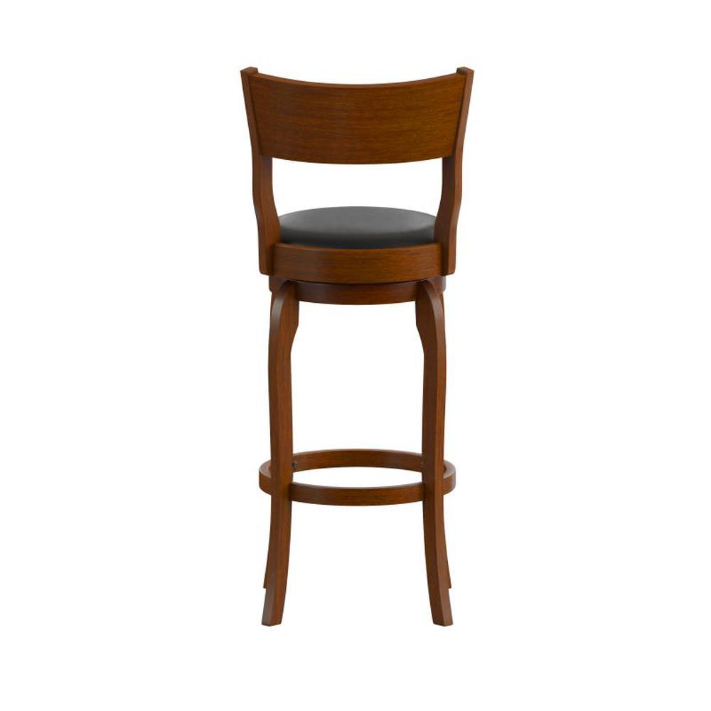 Nichola Classic Upholstered Open Back Swivel Bar Height Pub Bar Stool with Bowed Wooden Frame