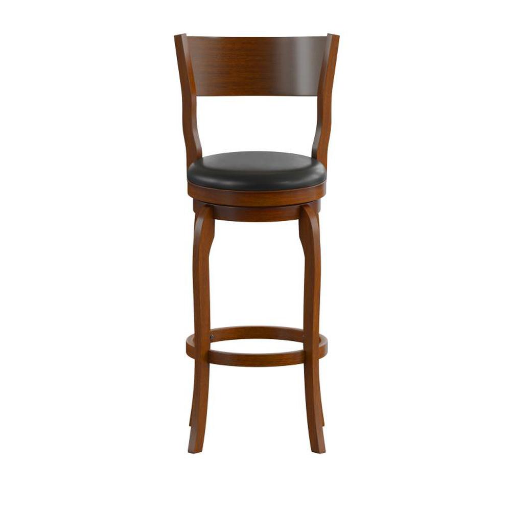 Nichola Classic Upholstered Open Back Swivel Bar Height Pub Bar Stool with Bowed Wooden Frame