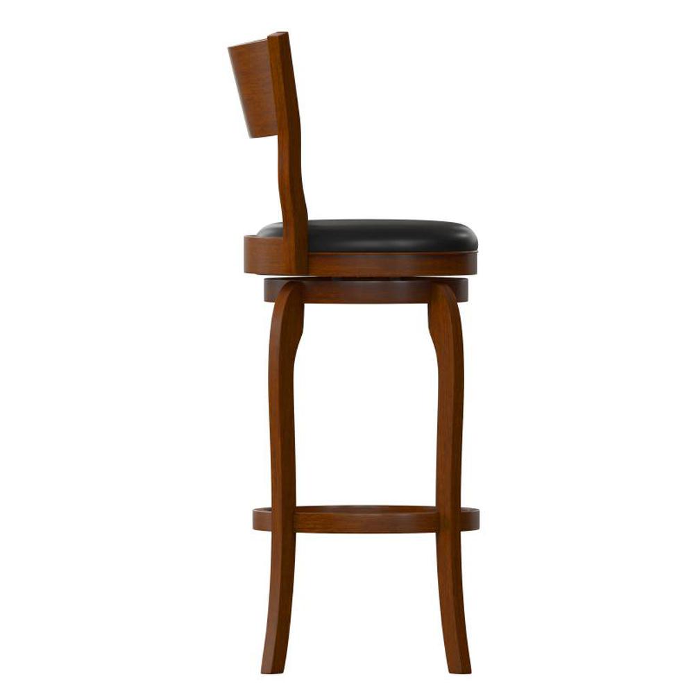 Nichola Classic Upholstered Open Back Swivel Bar Height Pub Bar Stool with Bowed Wooden Frame