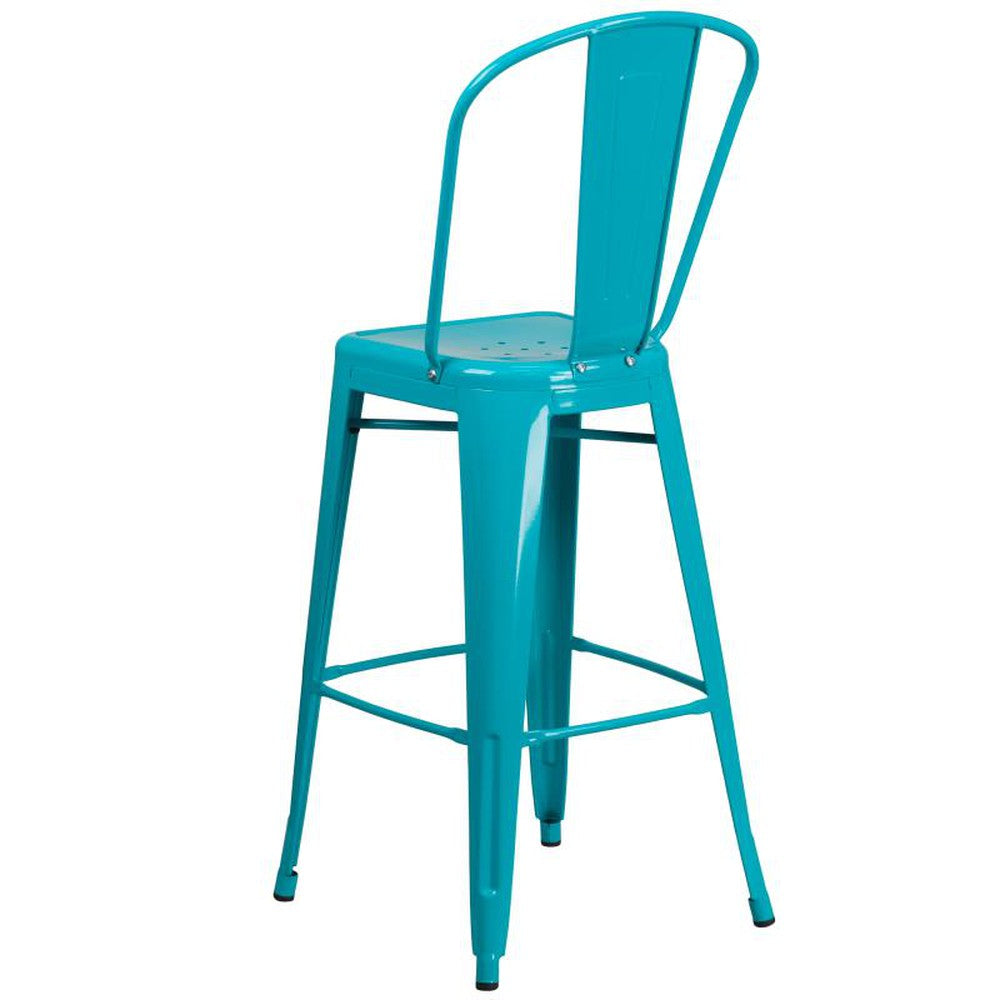 Tolix Style 30'' High Metal Outdoor Bar Stool with Back