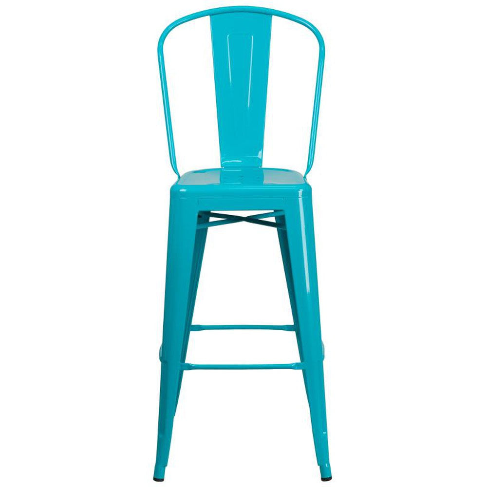 Tolix Style 30'' High Metal Outdoor Bar Stool with Back