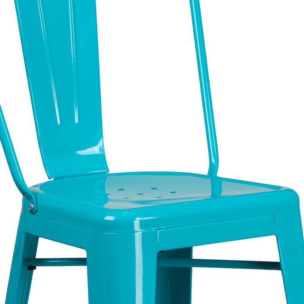 Tolix Style 30'' High Metal Outdoor Bar Stool with Back