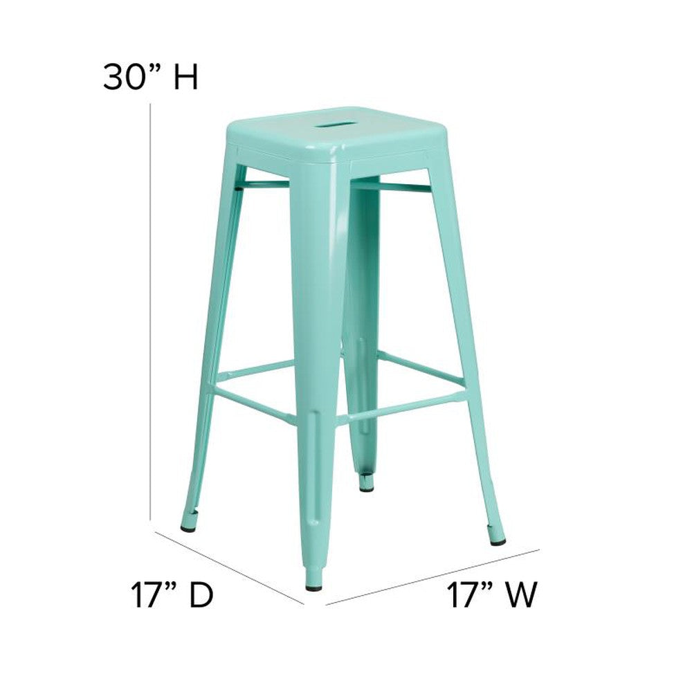 Tolix Style 30'' High Backless Outdoor Bar Stool