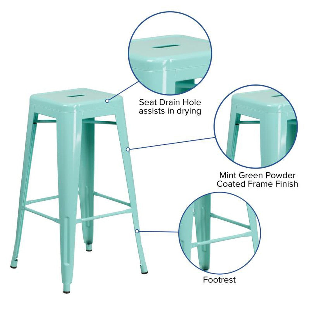 Tolix Style 30'' High Backless Outdoor Bar Stool