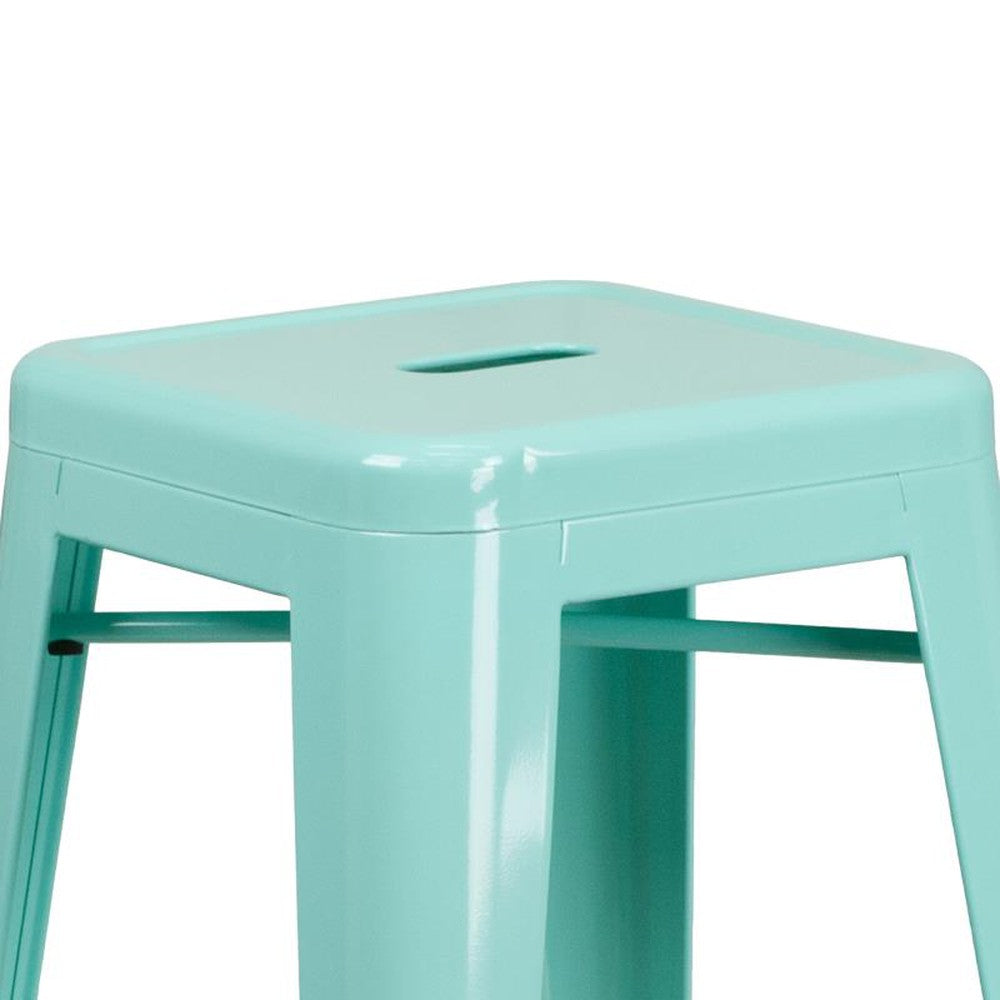 Tolix Style 30'' High Backless Outdoor Bar Stool