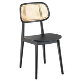 Classic Modern Rattan Back Chair with Wood Seat