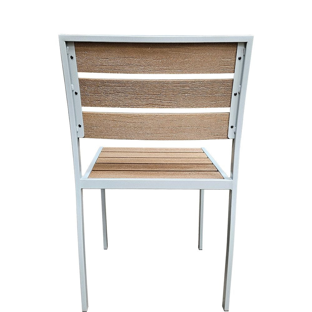 Outdoor Synthetic Teak Chair with Brown Slats