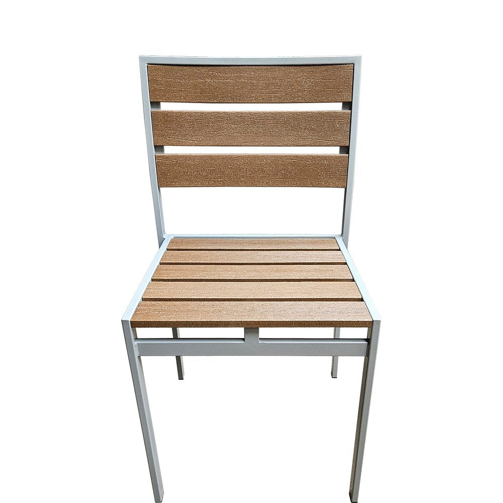 Outdoor Synthetic Teak Chair with Brown Slats