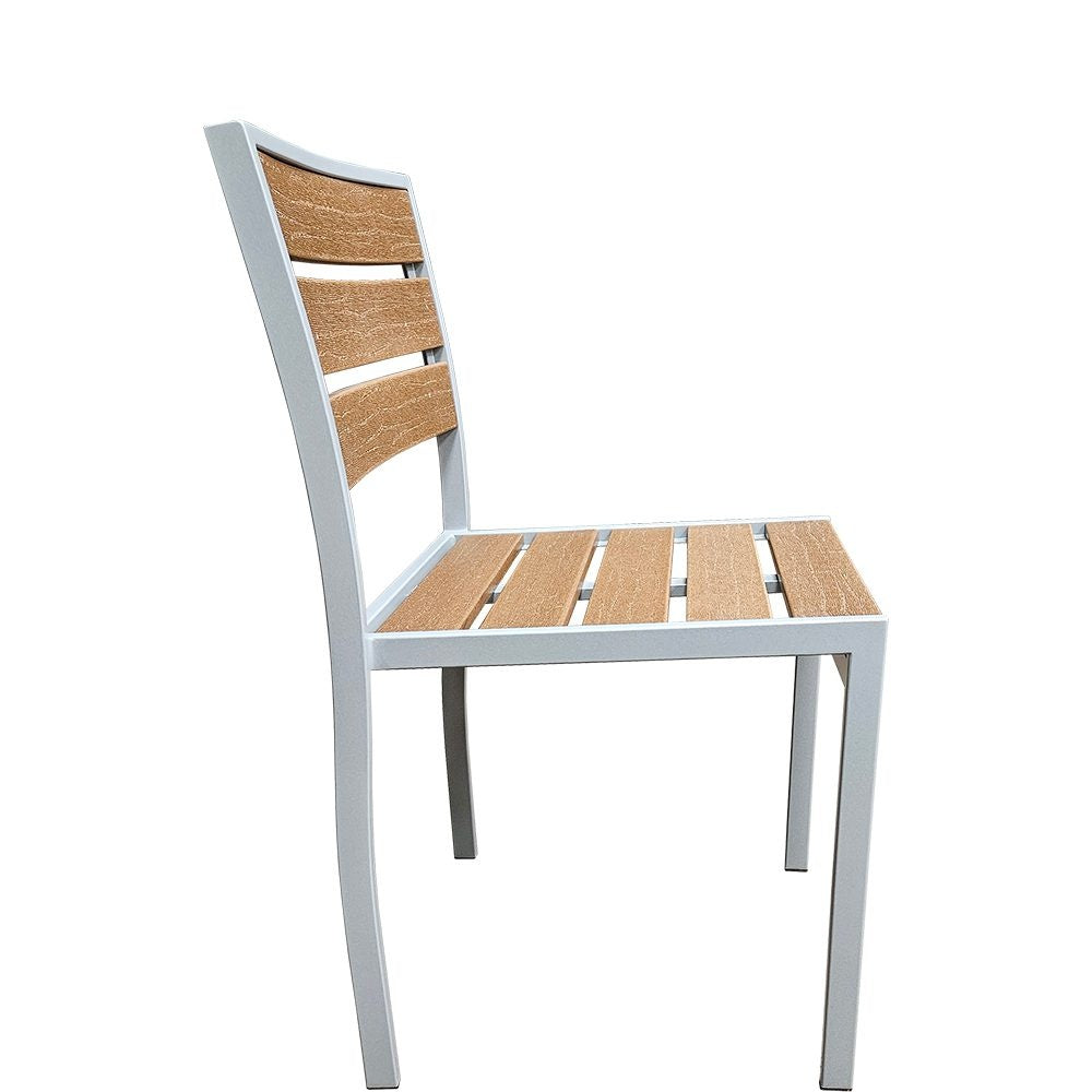 Outdoor Synthetic Teak Chair with Brown Slats